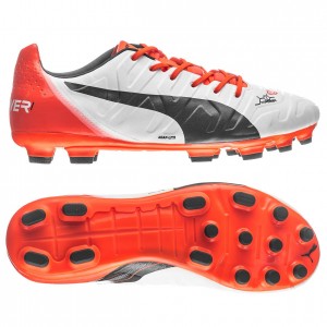 Puma evoPOWER 1.2 AG Hvid-Navy-Orange fodboldstøvler