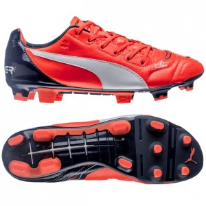 Puma evoPOWER 1.2 Skind FG Orange-Hvid-Navy fodboldstøvler