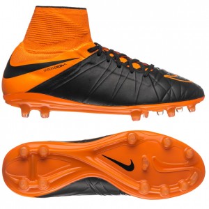 Nike Hypervenom Phantom II Skind FG Sort-Orange fodboldstøvler