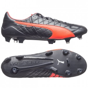 Puma evoSPEED SL FG Navy-Orange-Hvid skind fodboldstøvler